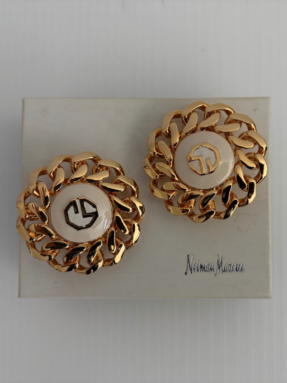 Vintage St. John Gold Circular Clip-on Earrings